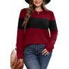image:imageWIHOLL Womens Sweaters Trendy Color Block Tops Long Sleeve Shirts Fall Outfits Early Fall Fashion 2025 Winter ClothingRed Black