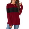 image:imageWIHOLL Womens Sweaters Trendy Color Block Tops Long Sleeve Shirts Fall Outfits Early Fall Fashion 2025 Winter ClothingRed Black