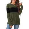 image:imageWIHOLL Womens Sweaters Trendy Color Block Tops Long Sleeve Shirts Fall Outfits Early Fall Fashion 2025 Winter ClothingUnique Army Green