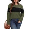 image:imageWIHOLL Womens Sweaters Trendy Color Block Tops Long Sleeve Shirts Fall Outfits Early Fall Fashion 2025 Winter ClothingUnique Army Green