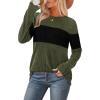 image:imageWIHOLL Womens Sweaters Trendy Color Block Tops Long Sleeve Shirts Fall Outfits Early Fall Fashion 2025 Winter ClothingUnique Army Green