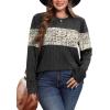 image:imageWIHOLL Womens Sweaters Trendy Color Block Tops Long Sleeve Shirts Fall Outfits Early Fall Fashion 2025 Winter ClothingUnique Beige Print