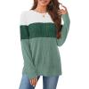 image:imageWIHOLL Womens Sweaters Trendy Color Block Tops Long Sleeve Shirts Fall Outfits Early Fall Fashion 2025 Winter ClothingUnique Green White