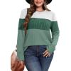 image:imageWIHOLL Womens Sweaters Trendy Color Block Tops Long Sleeve Shirts Fall Outfits Early Fall Fashion 2025 Winter ClothingUnique Green White