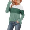 image:imageWIHOLL Womens Sweaters Trendy Color Block Tops Long Sleeve Shirts Fall Outfits Early Fall Fashion 2025 Winter ClothingUnique Green White
