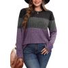 image:imageWIHOLL Womens Sweaters Trendy Color Block Tops Long Sleeve Shirts Fall Outfits Early Fall Fashion 2025 Winter ClothingUnique Grey Purple