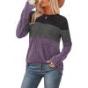 image:imageWIHOLL Womens Sweaters Trendy Color Block Tops Long Sleeve Shirts Fall Outfits Early Fall Fashion 2025 Winter ClothingUnique Grey Purple