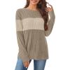 image:imageWIHOLL Womens Sweaters Trendy Color Block Tops Long Sleeve Shirts Fall Outfits Early Fall Fashion 2025 Winter ClothingUnique Khaki Apricot