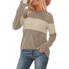 image:imageWIHOLL Womens Sweaters Trendy Color Block Tops Long Sleeve Shirts Fall Outfits Early Fall Fashion 2025 Winter ClothingUnique Khaki Apricot