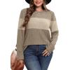 image:imageWIHOLL Womens Sweaters Trendy Color Block Tops Long Sleeve Shirts Fall Outfits Early Fall Fashion 2025 Winter ClothingUnique Khaki Apricot