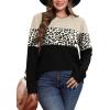 image:imageWIHOLL Womens Sweaters Trendy Color Block Tops Long Sleeve Shirts Fall Outfits Early Fall Fashion 2025 Winter ClothingUnique Leopard