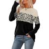 image:imageWIHOLL Womens Sweaters Trendy Color Block Tops Long Sleeve Shirts Fall Outfits Early Fall Fashion 2025 Winter ClothingUnique Leopard