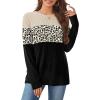 image:imageWIHOLL Womens Sweaters Trendy Color Block Tops Long Sleeve Shirts Fall Outfits Early Fall Fashion 2025 Winter ClothingUnique Leopard