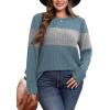 image:imageWIHOLL Womens Sweaters Trendy Color Block Tops Long Sleeve Shirts Fall Outfits Early Fall Fashion 2025 Winter ClothingUnique Muted Blue Grey