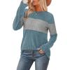 image:imageWIHOLL Womens Sweaters Trendy Color Block Tops Long Sleeve Shirts Fall Outfits Early Fall Fashion 2025 Winter ClothingUnique Muted Blue Grey