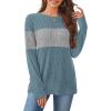 image:imageWIHOLL Womens Sweaters Trendy Color Block Tops Long Sleeve Shirts Fall Outfits Early Fall Fashion 2025 Winter ClothingUnique Muted Blue Grey