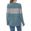 image:imageWIHOLL Womens Sweaters Trendy Color Block Tops Long Sleeve Shirts Fall Outfits Early Fall Fashion 2025 Winter ClothingUnique Muted Blue Grey
