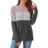 image:imageWIHOLL Womens Sweaters Trendy Color Block Tops Long Sleeve Shirts Fall Outfits Early Fall Fashion 2025 Winter ClothingUnique Pink Grey