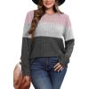 image:imageWIHOLL Womens Sweaters Trendy Color Block Tops Long Sleeve Shirts Fall Outfits Early Fall Fashion 2025 Winter ClothingUnique Pink Grey