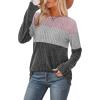 image:imageWIHOLL Womens Sweaters Trendy Color Block Tops Long Sleeve Shirts Fall Outfits Early Fall Fashion 2025 Winter ClothingUnique Pink Grey