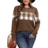 image:imageWIHOLL Womens Sweaters Trendy Color Block Tops Long Sleeve Shirts Fall Outfits Early Fall Fashion 2025 Winter ClothingUnique Plaid