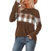 image:imageWIHOLL Womens Sweaters Trendy Color Block Tops Long Sleeve Shirts Fall Outfits Early Fall Fashion 2025 Winter ClothingUnique Plaid