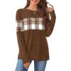 image:imageWIHOLL Womens Sweaters Trendy Color Block Tops Long Sleeve Shirts Fall Outfits Early Fall Fashion 2025 Winter ClothingUnique Plaid