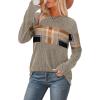 image:imageWIHOLL Womens Sweaters Trendy Color Block Tops Long Sleeve Shirts Fall Outfits Early Fall Fashion 2025 Winter ClothingUnique Plaid Brown