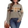 image:imageWIHOLL Womens Sweaters Trendy Color Block Tops Long Sleeve Shirts Fall Outfits Early Fall Fashion 2025 Winter ClothingUnique Plaid Brown