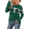 image:imageWIHOLL Womens Sweaters Trendy Color Block Tops Long Sleeve Shirts Fall Outfits Early Fall Fashion 2025 Winter ClothingUnique Plaid Green