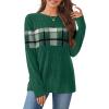 image:imageWIHOLL Womens Sweaters Trendy Color Block Tops Long Sleeve Shirts Fall Outfits Early Fall Fashion 2025 Winter ClothingUnique Plaid Green