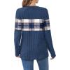 image:imageWIHOLL Womens Sweaters Trendy Color Block Tops Long Sleeve Shirts Fall Outfits Early Fall Fashion 2025 Winter ClothingUnique Plaid Navy