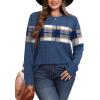 image:imageWIHOLL Womens Sweaters Trendy Color Block Tops Long Sleeve Shirts Fall Outfits Early Fall Fashion 2025 Winter ClothingUnique Plaid Navy