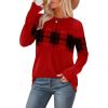 image:imageWIHOLL Womens Sweaters Trendy Color Block Tops Long Sleeve Shirts Fall Outfits Early Fall Fashion 2025 Winter ClothingUnique Plaid Red