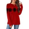 image:imageWIHOLL Womens Sweaters Trendy Color Block Tops Long Sleeve Shirts Fall Outfits Early Fall Fashion 2025 Winter ClothingUnique Plaid Red