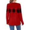 image:imageWIHOLL Womens Sweaters Trendy Color Block Tops Long Sleeve Shirts Fall Outfits Early Fall Fashion 2025 Winter ClothingUnique Plaid Red
