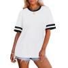 image:imageWIHOLL Womens T Shirts Loose Fit Short Sleeve Tees Crew Neck Color Block Summer Tops 2026 Fashion01  White