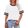 image:imageWIHOLL Womens T Shirts Loose Fit Short Sleeve Tees Crew Neck Color Block Summer Tops 2026 Fashion01  White