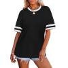 image:imageWIHOLL Womens T Shirts Loose Fit Short Sleeve Tees Crew Neck Color Block Summer Tops 2026 Fashion02  Black