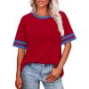 image:imageWIHOLL Womens T Shirts Loose Fit Short Sleeve Tees Crew Neck Color Block Summer Tops 2026 Fashion03  Red1