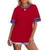 image:imageWIHOLL Womens T Shirts Loose Fit Short Sleeve Tees Crew Neck Color Block Summer Tops 2026 Fashion03  Red1