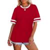 image:imageWIHOLL Womens T Shirts Loose Fit Short Sleeve Tees Crew Neck Color Block Summer Tops 2026 Fashion03  Red2