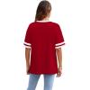 image:imageWIHOLL Womens T Shirts Loose Fit Short Sleeve Tees Crew Neck Color Block Summer Tops 2026 Fashion03  Red2