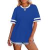 image:imageWIHOLL Womens T Shirts Loose Fit Short Sleeve Tees Crew Neck Color Block Summer Tops 2026 Fashion04  Blue