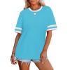 image:imageWIHOLL Womens T Shirts Loose Fit Short Sleeve Tees Crew Neck Color Block Summer Tops 2026 Fashion04  Sky Blue