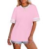 image:imageWIHOLL Womens T Shirts Loose Fit Short Sleeve Tees Crew Neck Color Block Summer Tops 2026 Fashion05  Light Pink