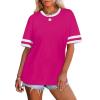 image:imageWIHOLL Womens T Shirts Loose Fit Short Sleeve Tees Crew Neck Color Block Summer Tops 2026 Fashion05  Pink