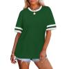 image:imageWIHOLL Womens T Shirts Loose Fit Short Sleeve Tees Crew Neck Color Block Summer Tops 2026 Fashion06  Deep Green
