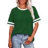 image:imageWIHOLL Womens T Shirts Loose Fit Short Sleeve Tees Crew Neck Color Block Summer Tops 2026 Fashion06  Deep Green
