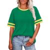 image:imageWIHOLL Womens T Shirts Loose Fit Short Sleeve Tees Crew Neck Color Block Summer Tops 2026 Fashion06  Green